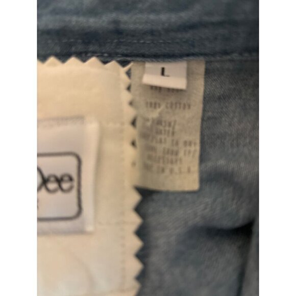 Vintage 80s Clodia Dee WhipStitch Denim Top LRG Long SLV Shoulder Pads Women NWT - Picture 11 of 11